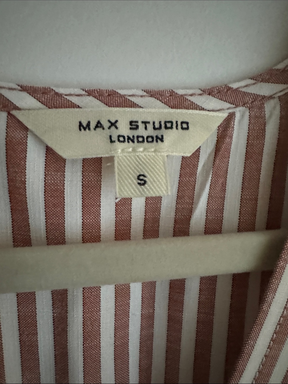 Max Studio Blush and White Striped Tie-Waist Midi Dress - Picture 2 of 3